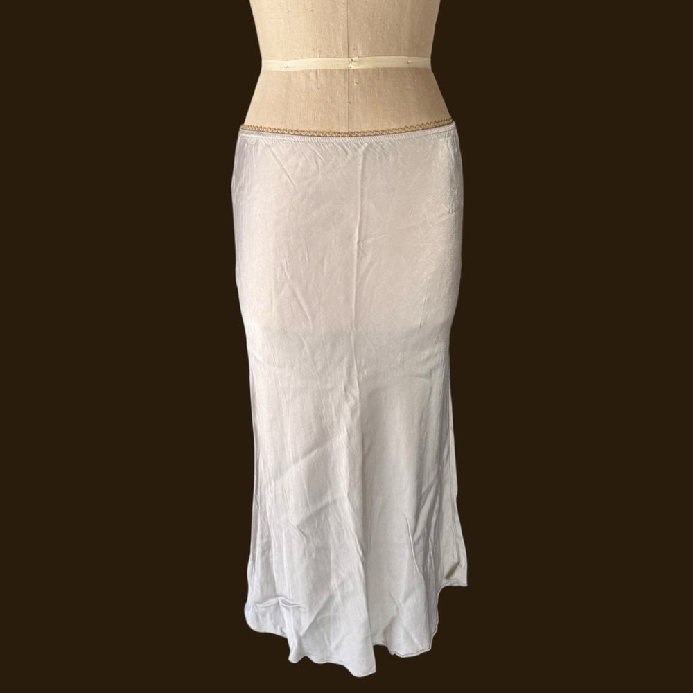 Milio Milano Silver Satin Maxi Slip Skirt